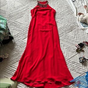 Badgley Mischka collection Elegant Red Evening Gown